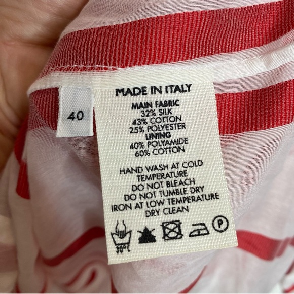 Mansur Gavriel White Red‎ Dress Stripe Cotton Silk Voile Stripe Tunic Size 4 - Picture 7 of 9